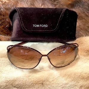 TOM FORD OVERSIZED SOFT SQUARE BROWN METAL SUNGLASSES